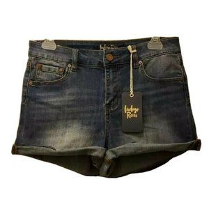 Indigo Rain Womens Jean Shorts Blue Stretch Cuffed Hem Mid Rise 9/28 New